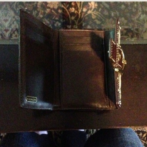 COACH - RARE GOLD FOIL TRIFOLD HOBO WALLET SET VINTAGE - Picture 4 of 5